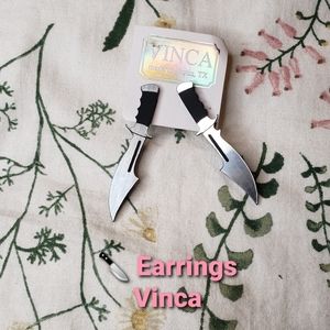 NIB Vinca 🔪 Earrings, Silver & Black